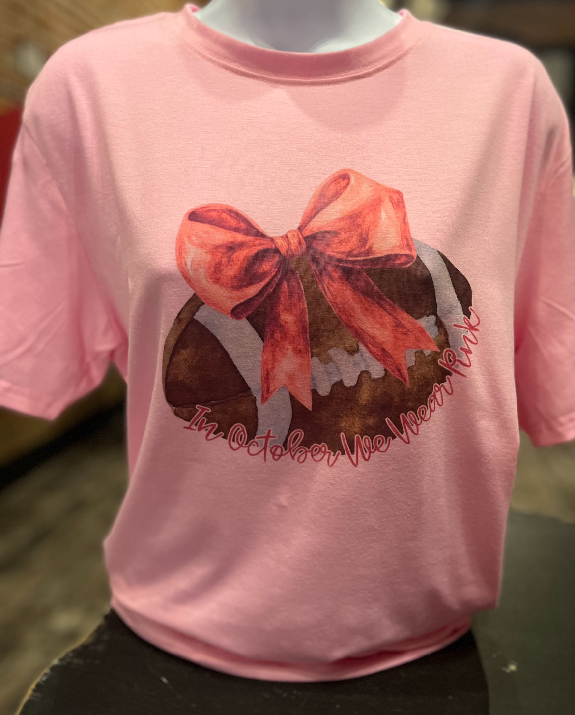 Pink Coquette Football Bow Shirt