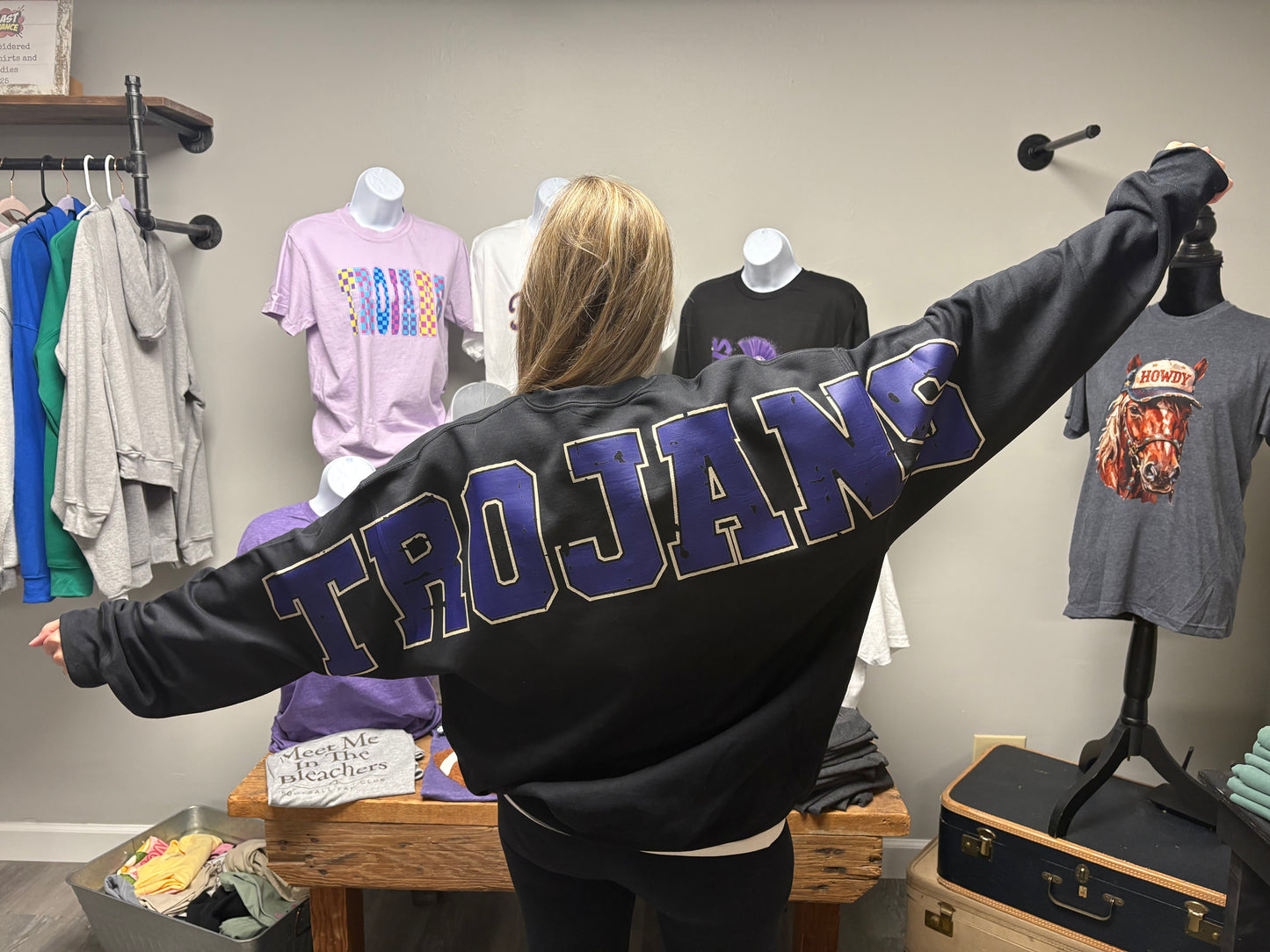 Distressed Oversized Mascot Varsity Sweatshirt