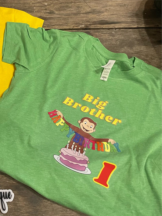 Curious George Big Brother Birthday Teeshirt