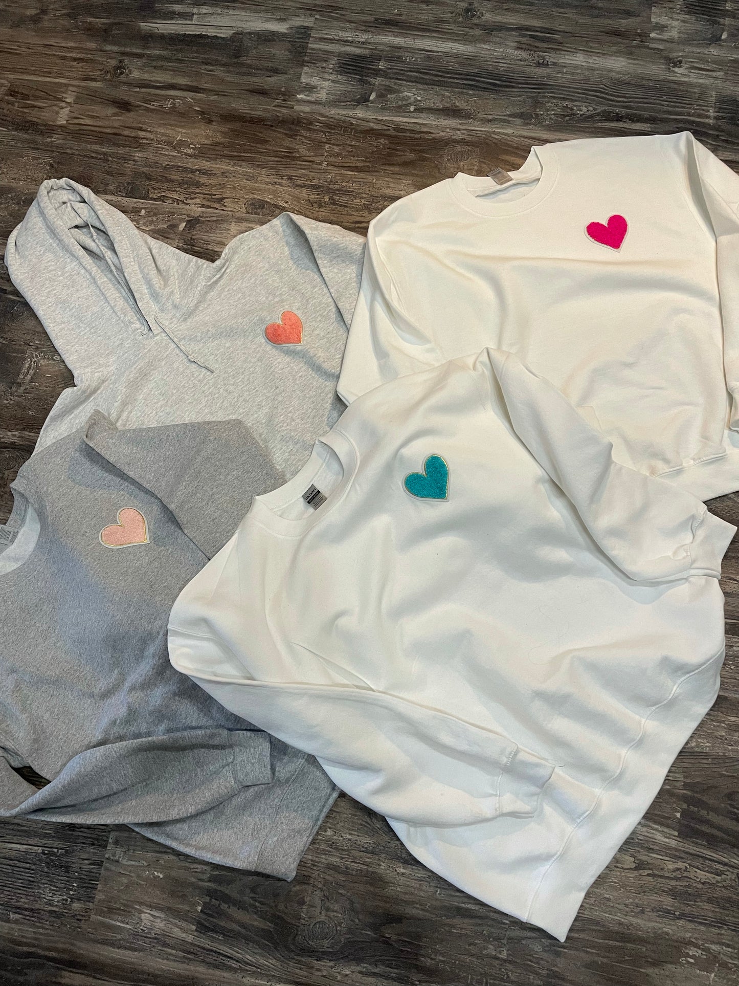 Chenille Heart Patch Sweatshirts