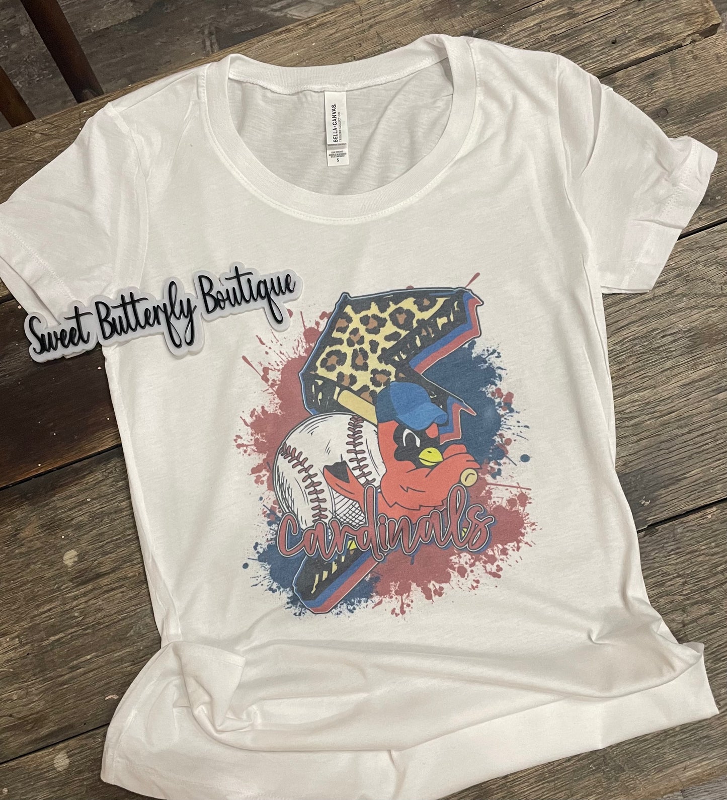 Cardinal Bird Cheetah Bolt Teeshirt
