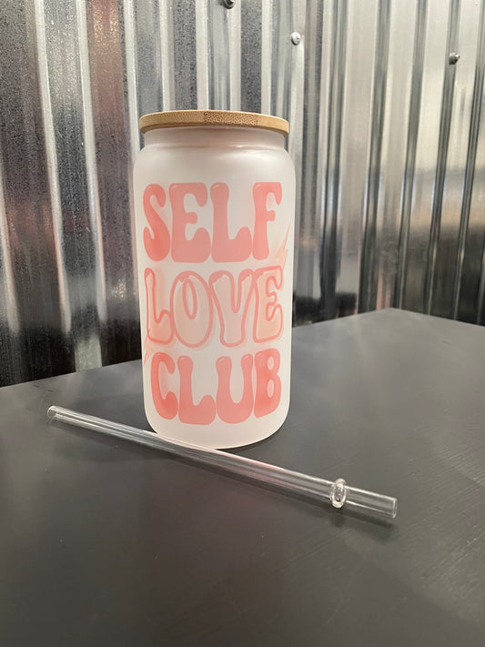 Self Love Club Glass Beverage Container