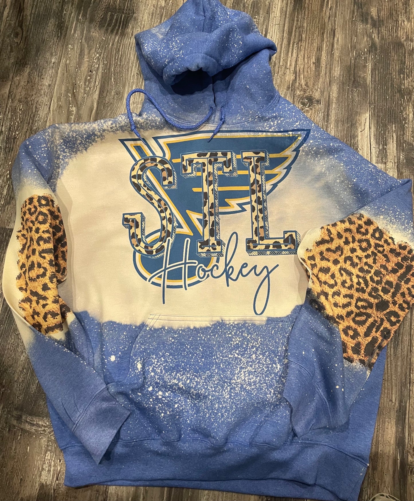 STL Blues Cheetah Bleached Hoodie