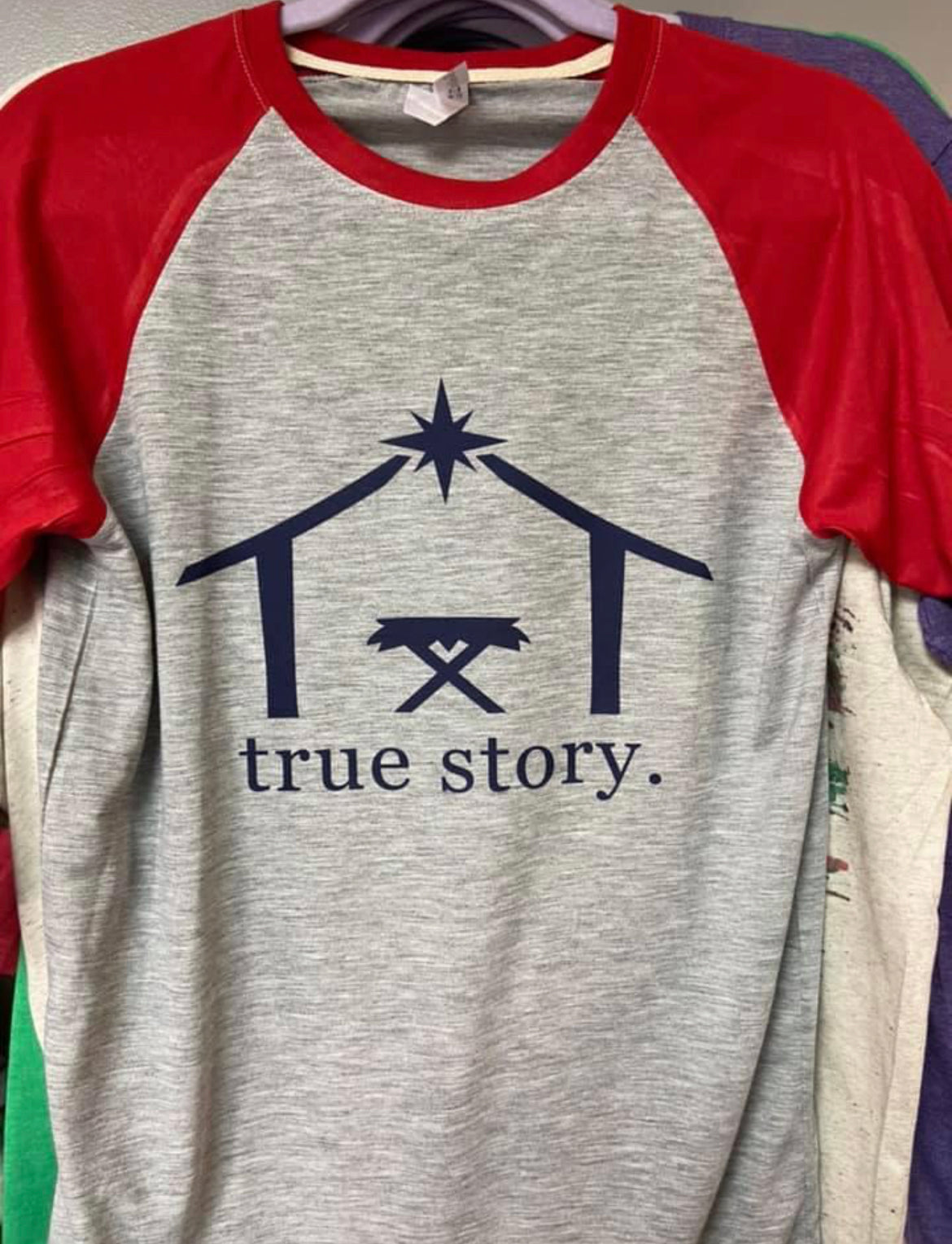 True Story Nativity Scene Raglan