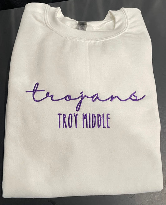 Embroidered Trojans Middle School Sweatshirt