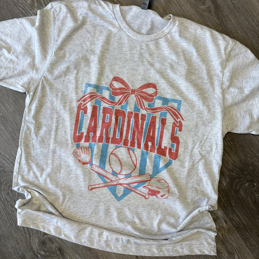 Cardinals Distressed Coquette Bow Shirt