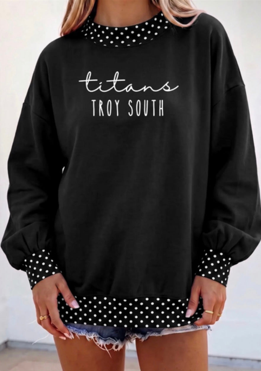Titans Embroidered Polka Dot Mock Neck Sweatshirt
