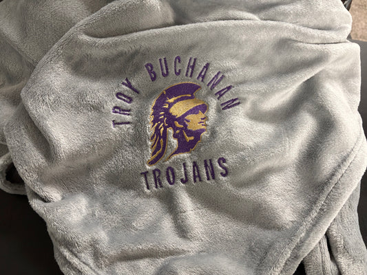 Embroidered Troy Buchanan Trojans Throw Blanket