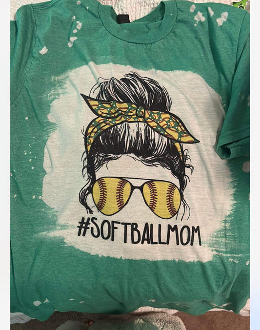 #SoftballMom Bleached Teeshirt