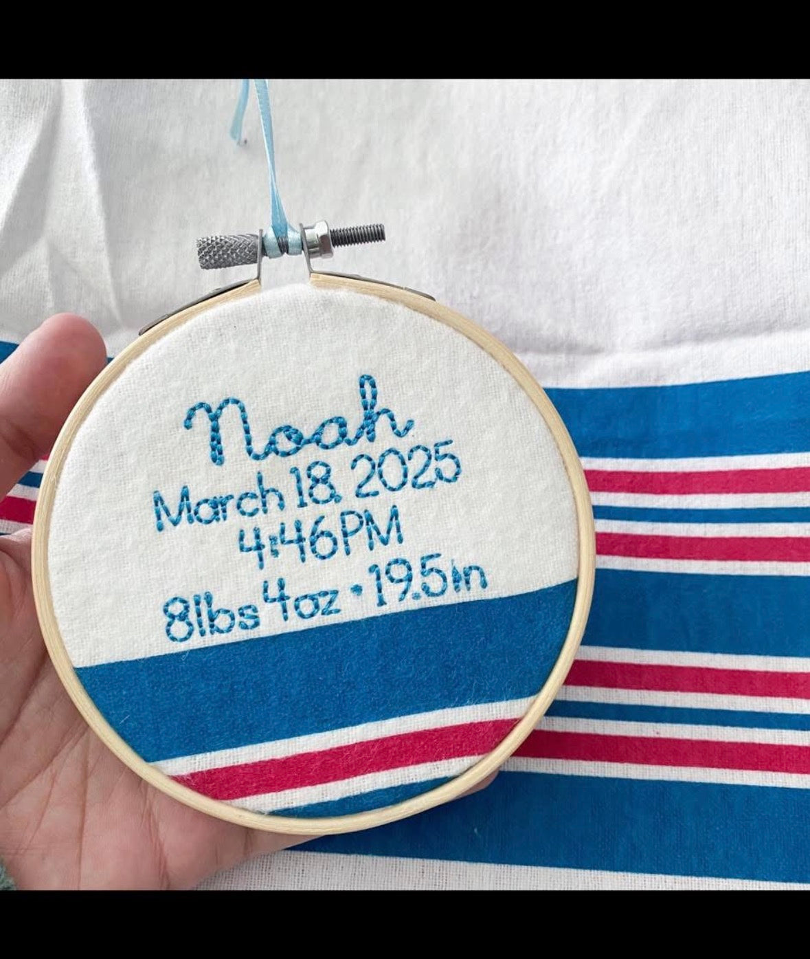 Birth Blanket Stats Embroidered Ornament
