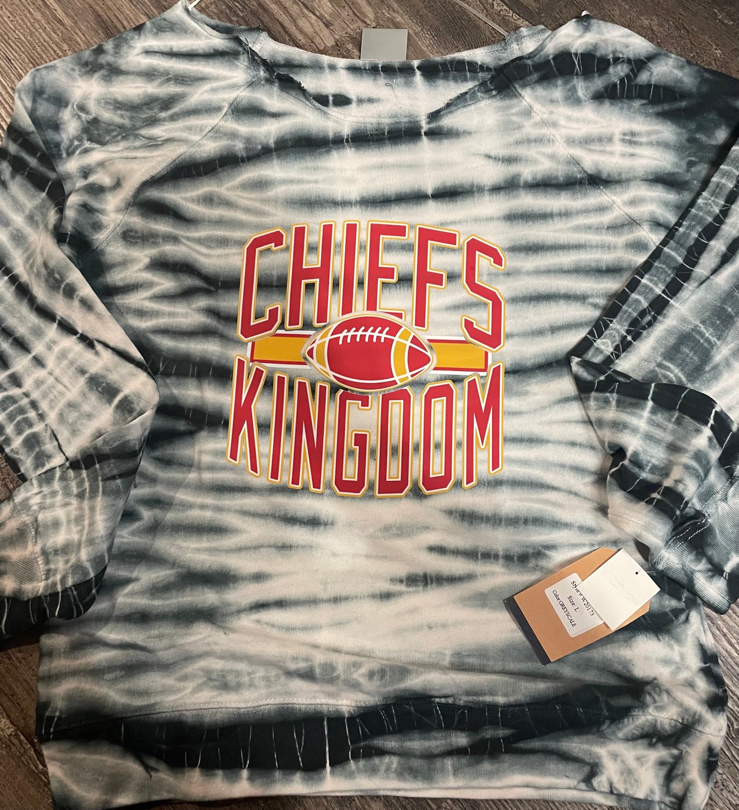 Chiefs Kingdom Charcoal Off-The-Shoulder Lightweight Sweatshirt