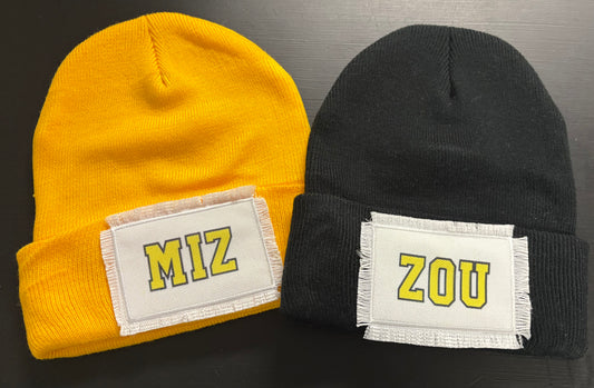 MIZ ZOU Patch Hat Beanie Set