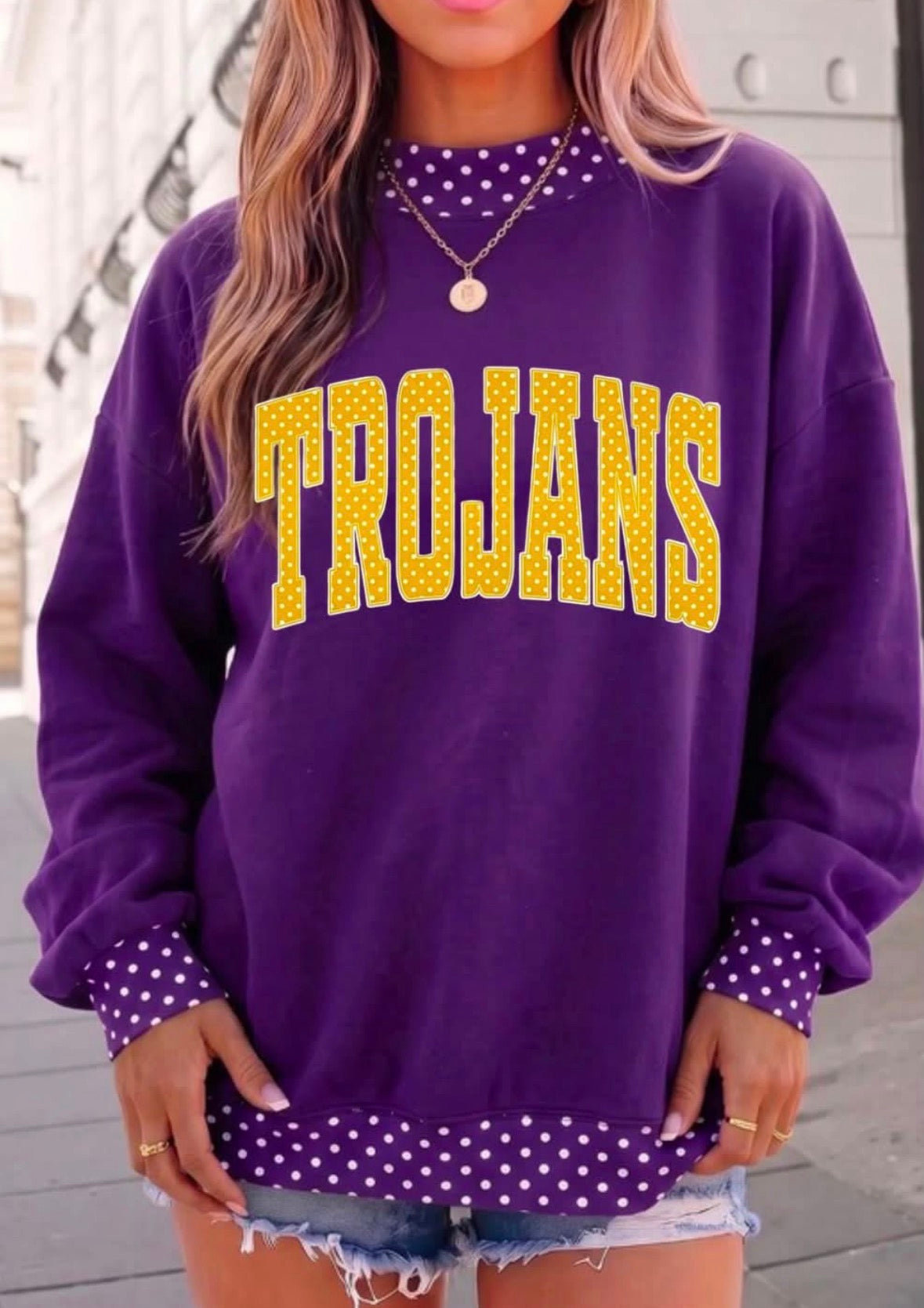 Trojans Polka Dot Mock Neck Sweatshirt