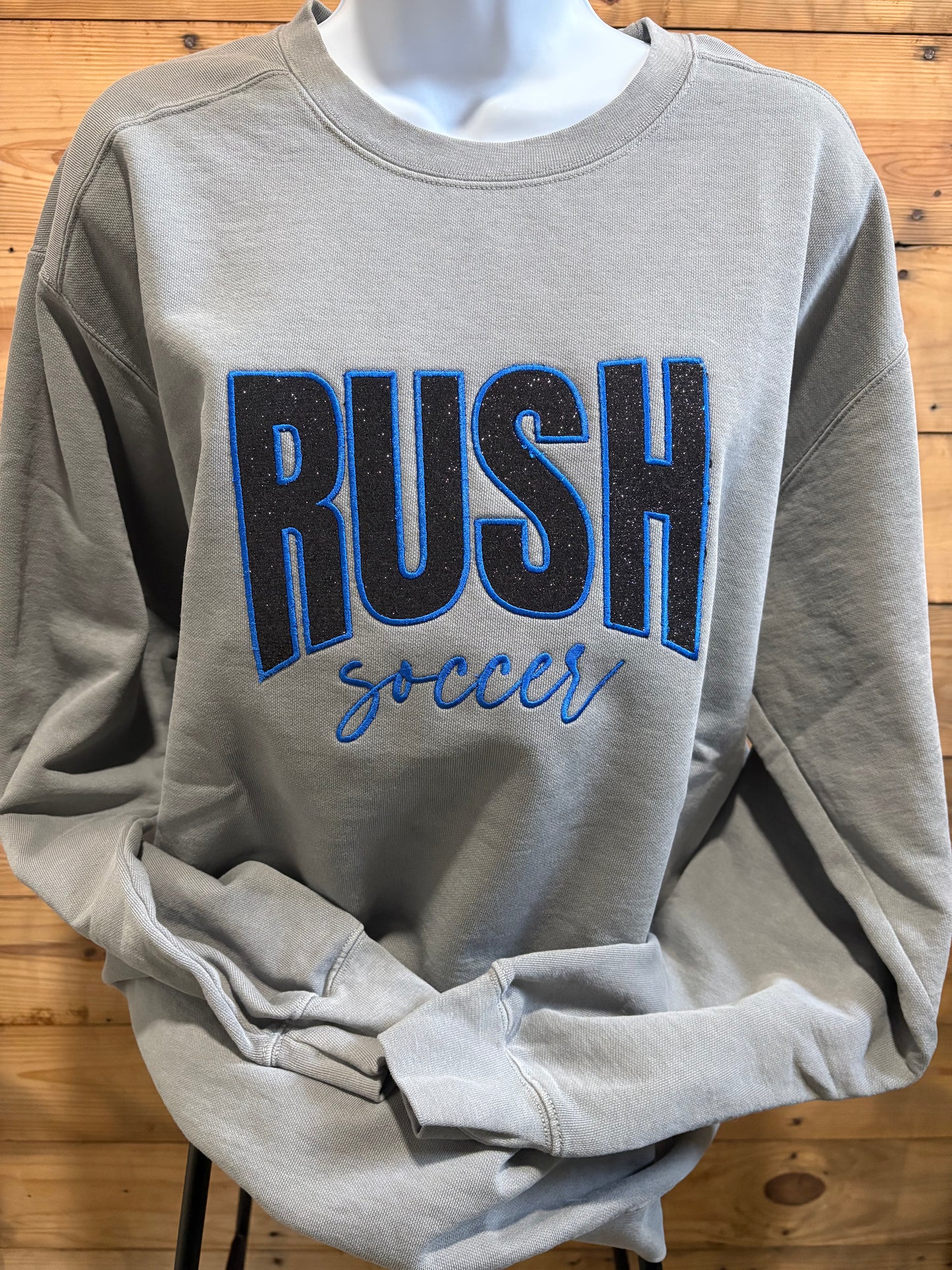 Rush Embroidered Glitter Vinyl Shirt