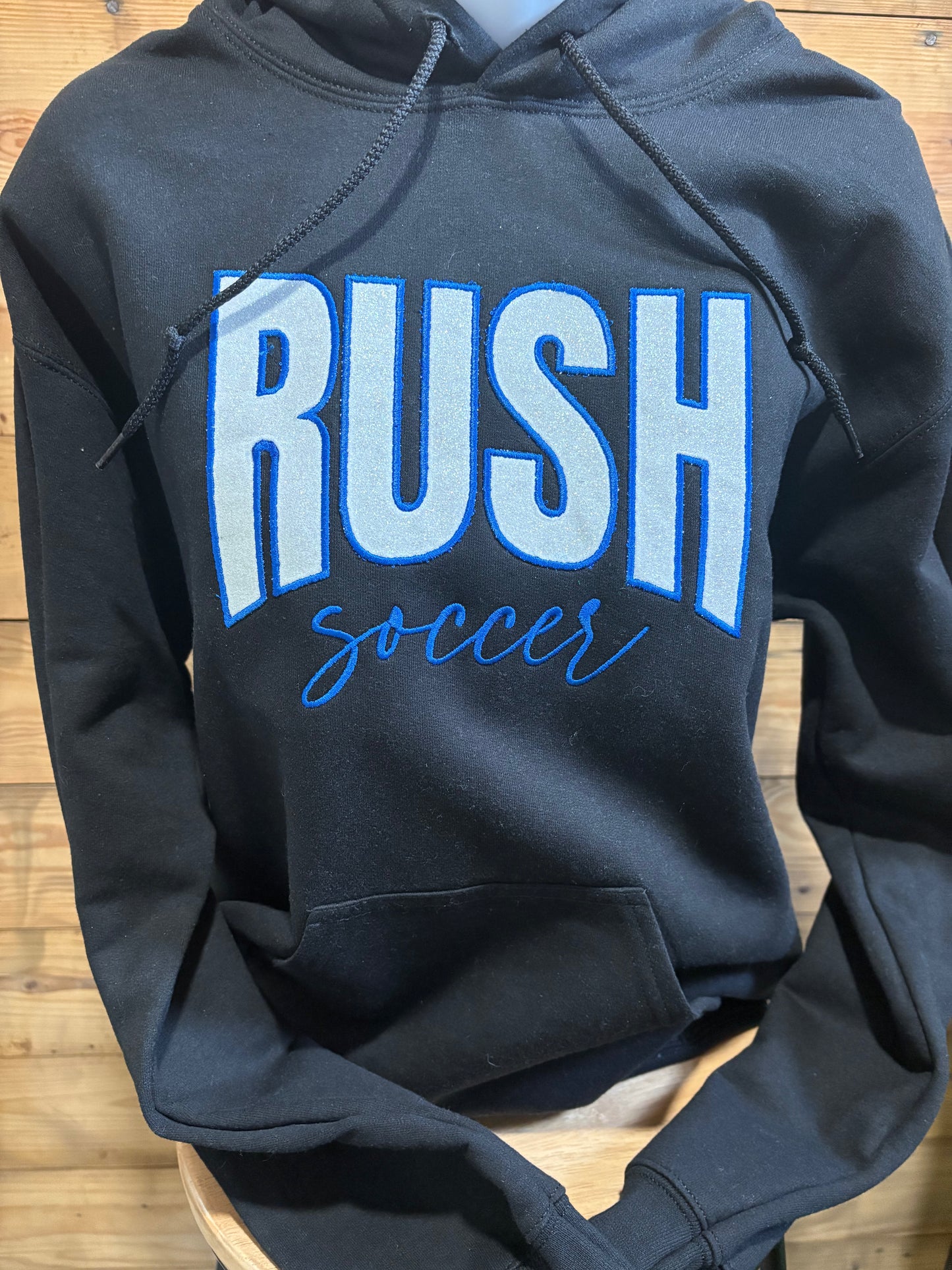 Rush Embroidered Glitter Vinyl Shirt