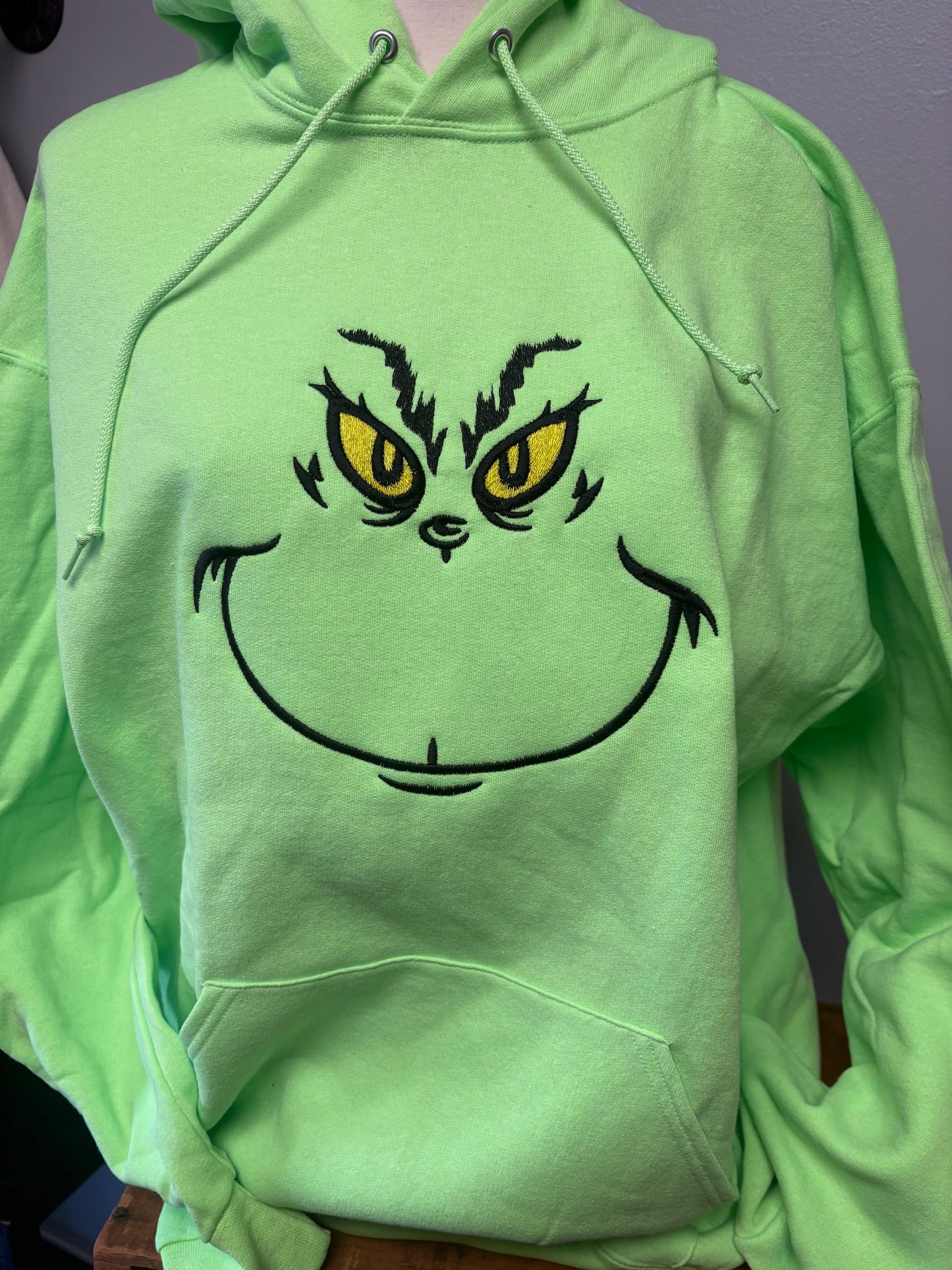 Embroidered Mean Green Man Hoodie