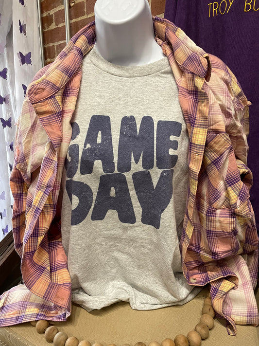 Purple and Gold Bleached Fringe Flannel