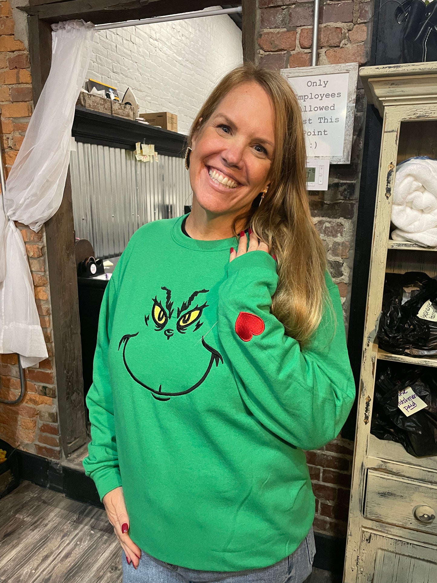 The Mean Green Man Sweatshirt (with heart on sleeve)
