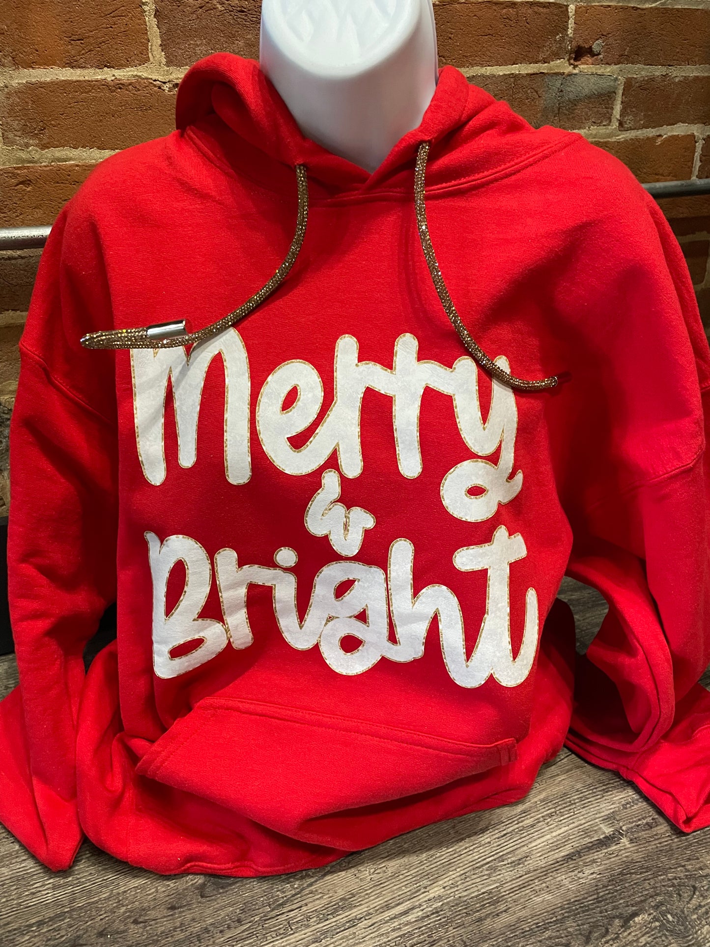 Merry & Bright Gold Rhinestone Hoodie