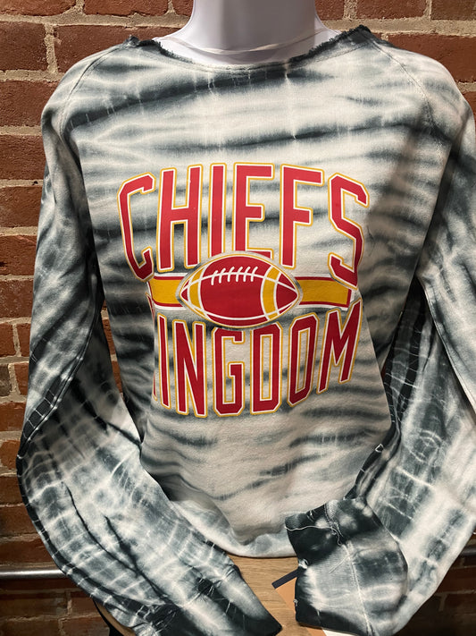 Chiefs Kingdom Charcoal Off-The-Shoulder Lightweight Sweatshirt