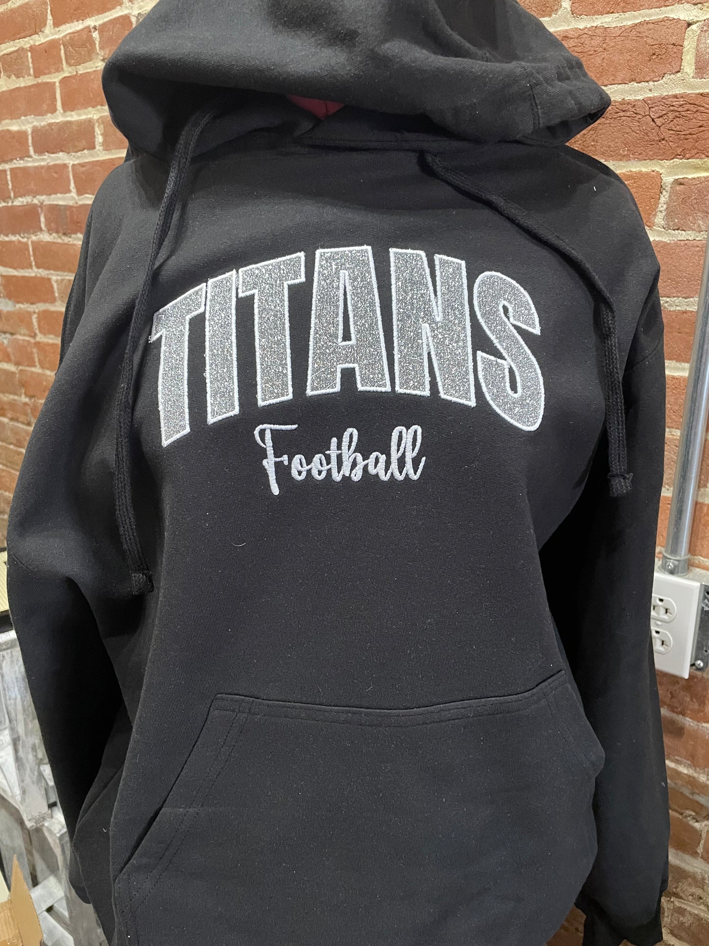 Titans Football Embroidered Glitter Vinyl Sweatshirt or Hoodie