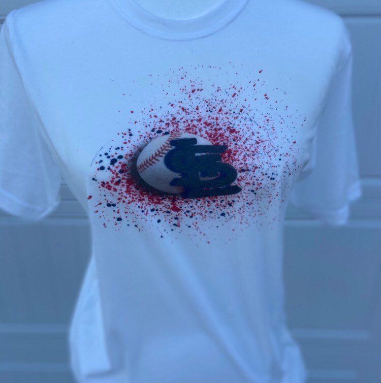 STL Cardinals Paint Splatter Tee Shirt