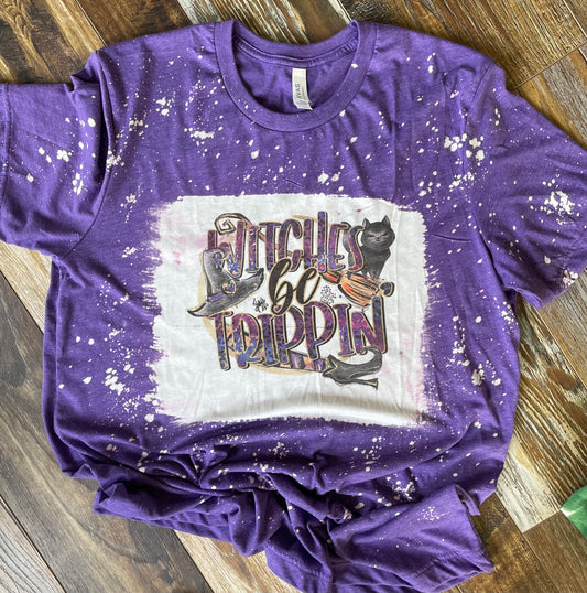Witches Be Trippin’ Bleached Purple Teeshirt