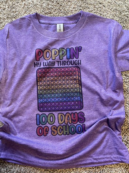 Poppin’ My Way Through 100 Days of School Teeshirt