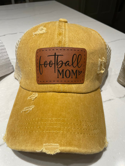 Football Mom Leather Patch Hat