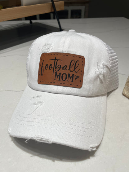 Football Mom Leather Patch Hat