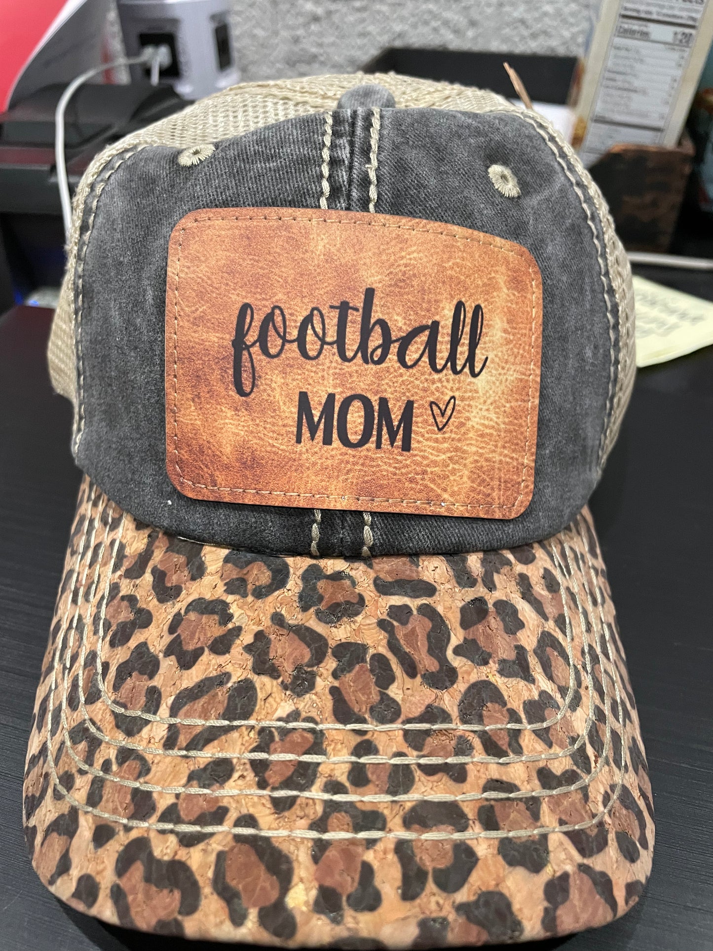 Football Mom Cheetah Cork Bill Hat