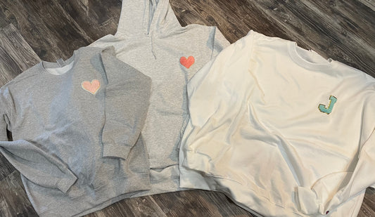 Chenille Heart Patch Sweatshirts