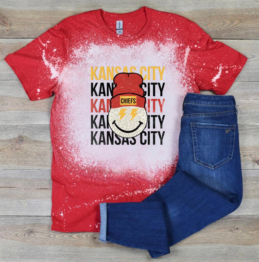 Kansas City Chiefs Smiley Patch Hat Teeshirt