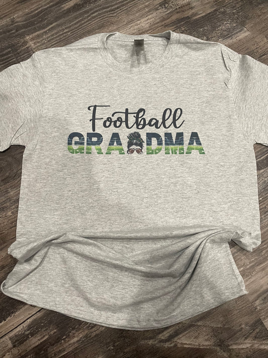 Football Grandma Messy Bun Teeshirt