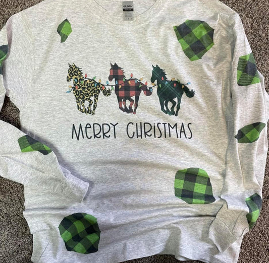Merry Christmas Horse Long Sleeve Teeshirt
