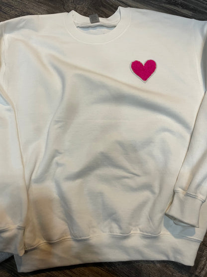 Chenille Heart Patch Sweatshirts