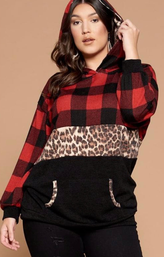 Buffalo Plaid and Cheetah Pullover