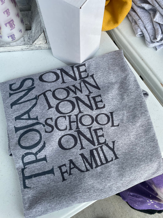 Trojans One Town One School One Family Teeshirt