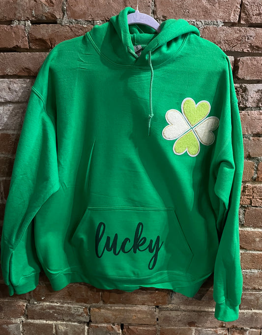 Chenile Patch Shamrock Green Hoodie