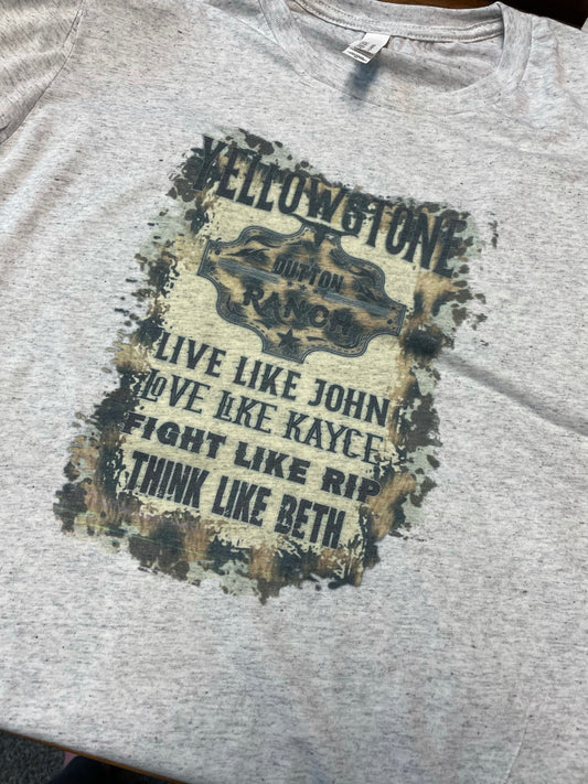Yellowstone… Live Like John, Love Like Kayce, Fight Like RIP, Think Like Beth Teeshirt