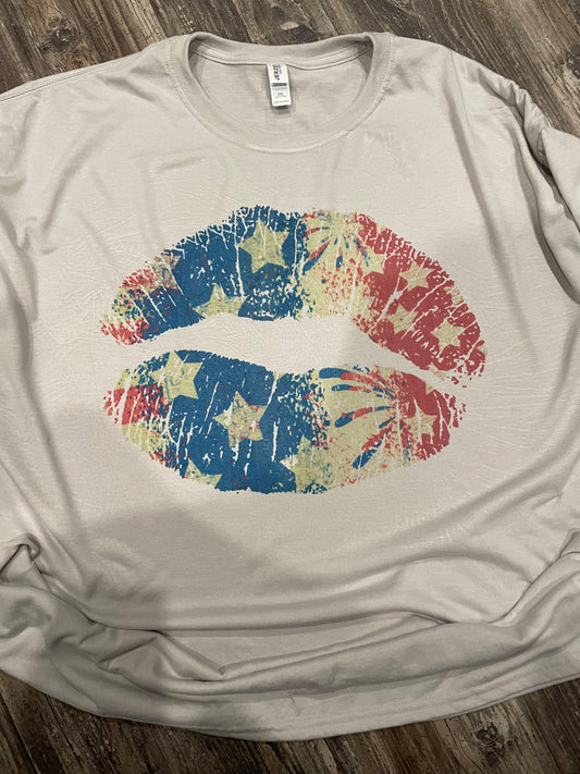 Red, White & Blue Lips Teeshirt