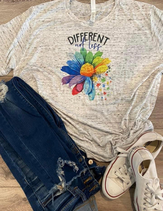 Different Not Less (Autism) White Marble Teeshirt