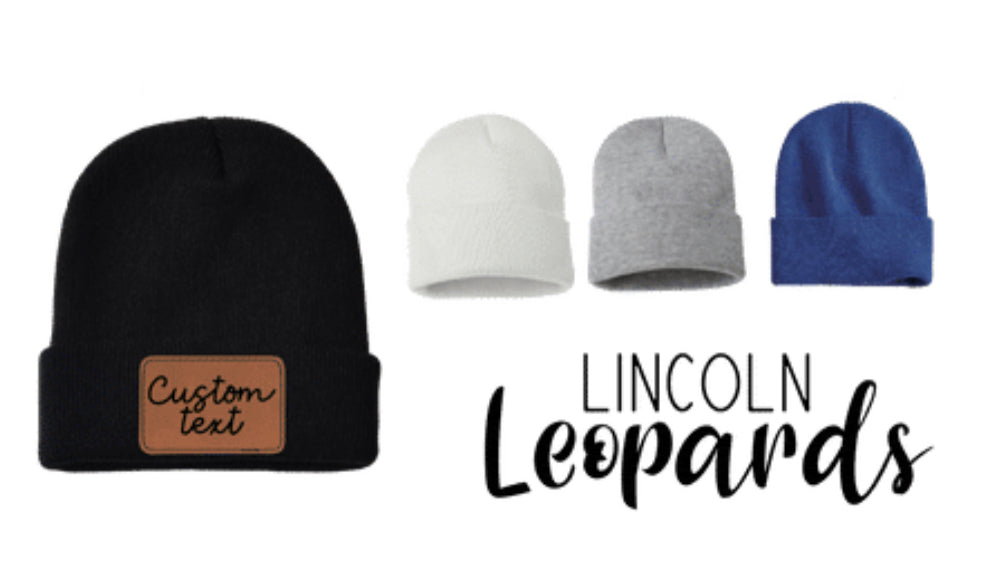 Lincoln Elementary Leather Patch Beanie Hat