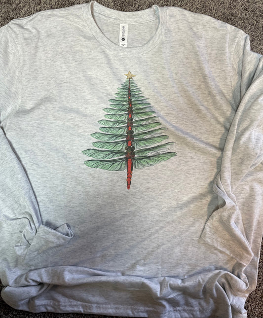 Dragonfly Christmas Tree Long Sleeve Shirt