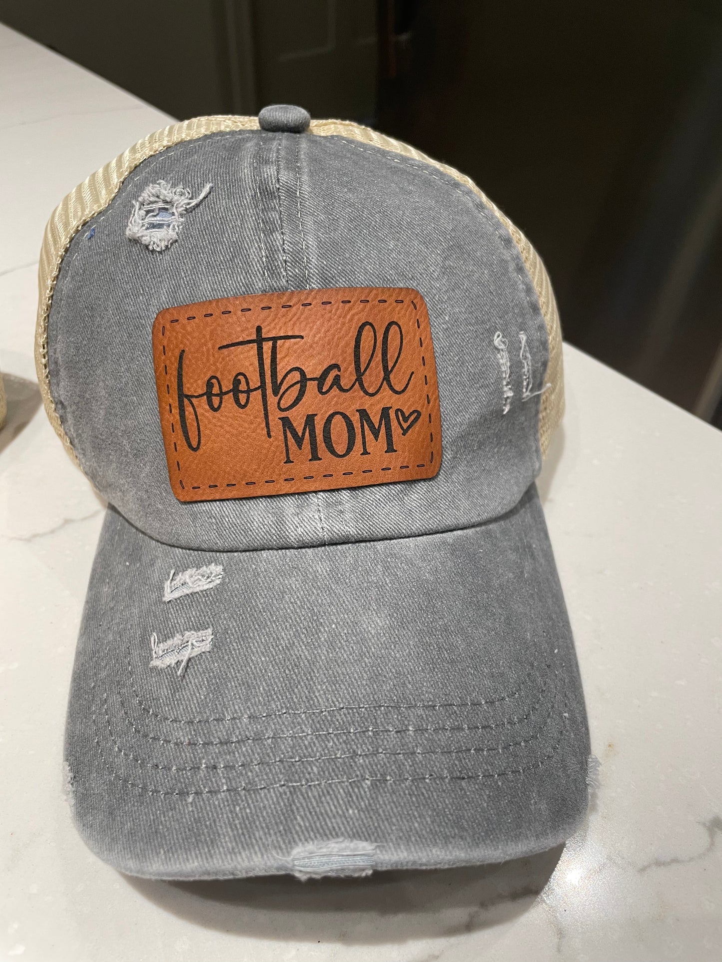 Football Mom Leather Patch Hat