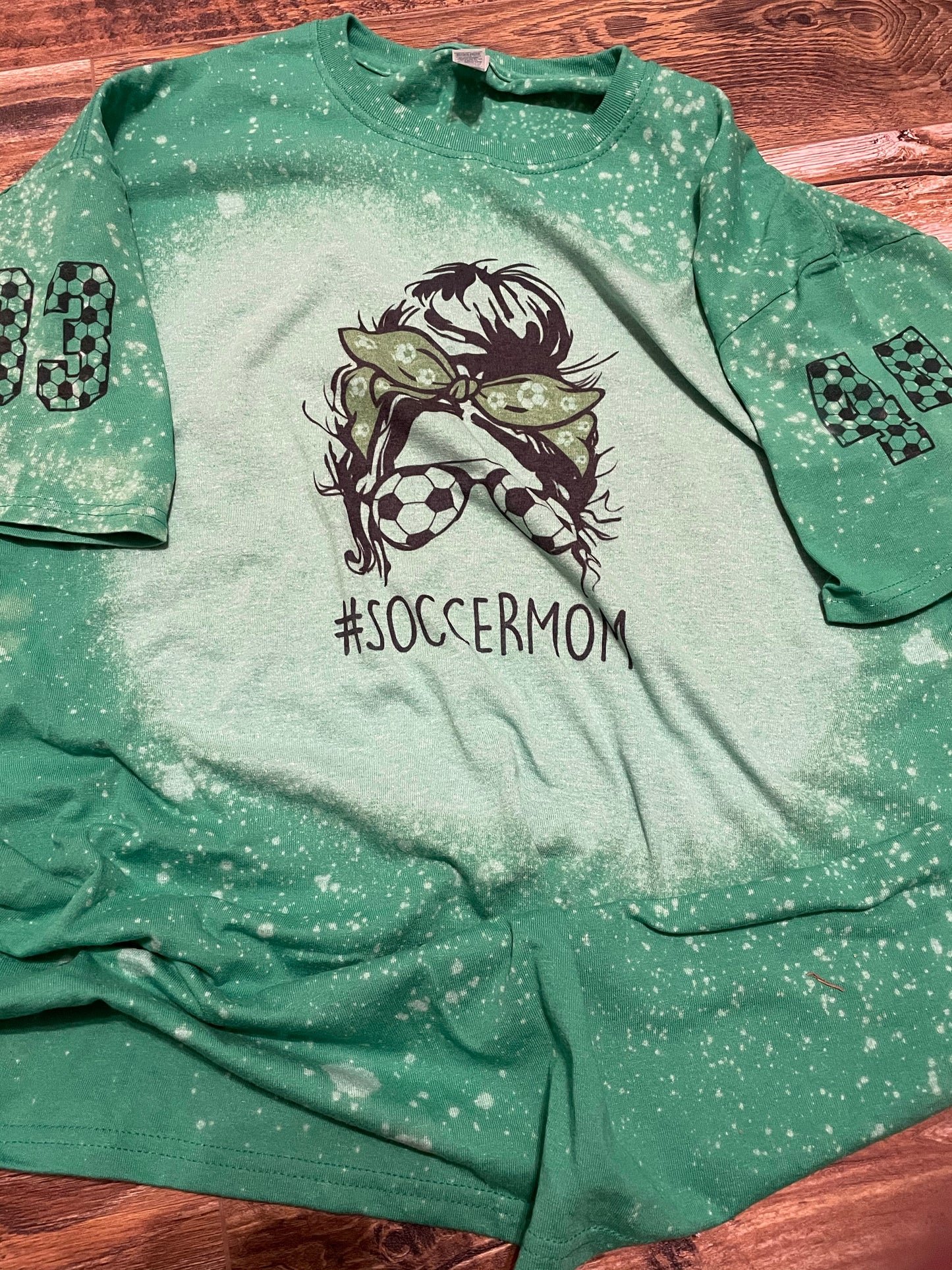 Green SoccerMom Bleached Teeshirt