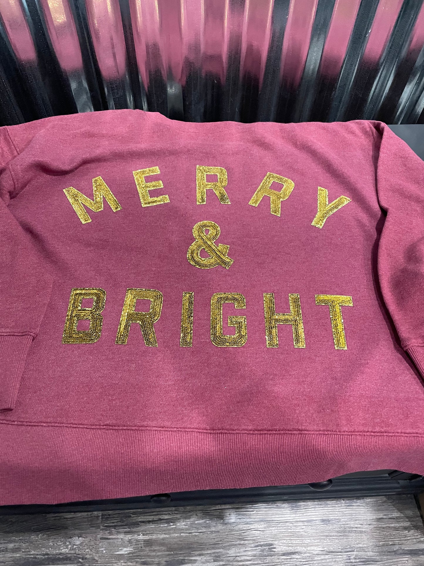 Merry & Bright Gold Chenile Patch Sweatshirt