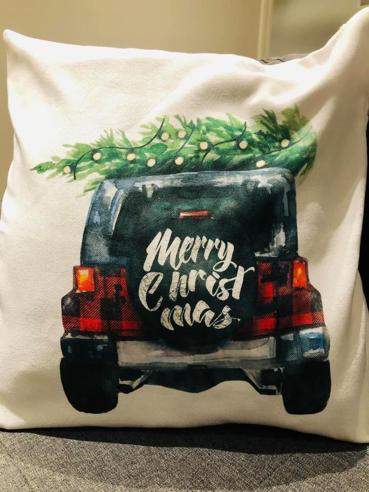Christmas Jeep Pillow Cover