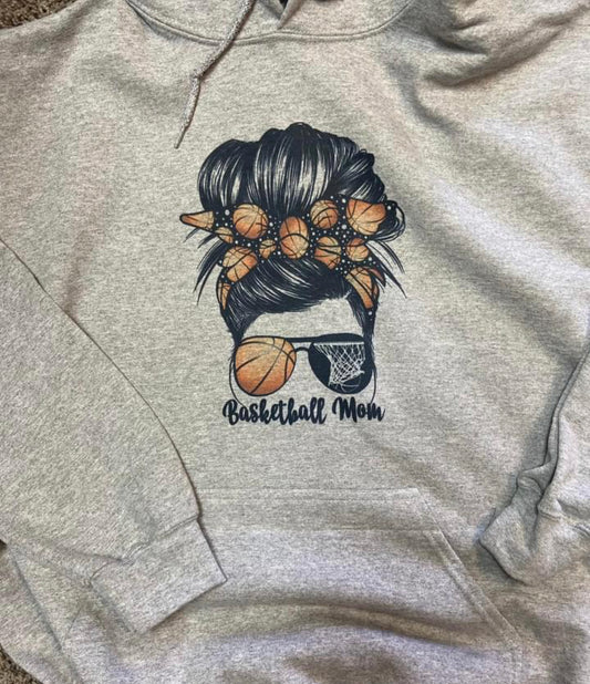 Basketball Mom Messy Bun Hooded Sweatshirt